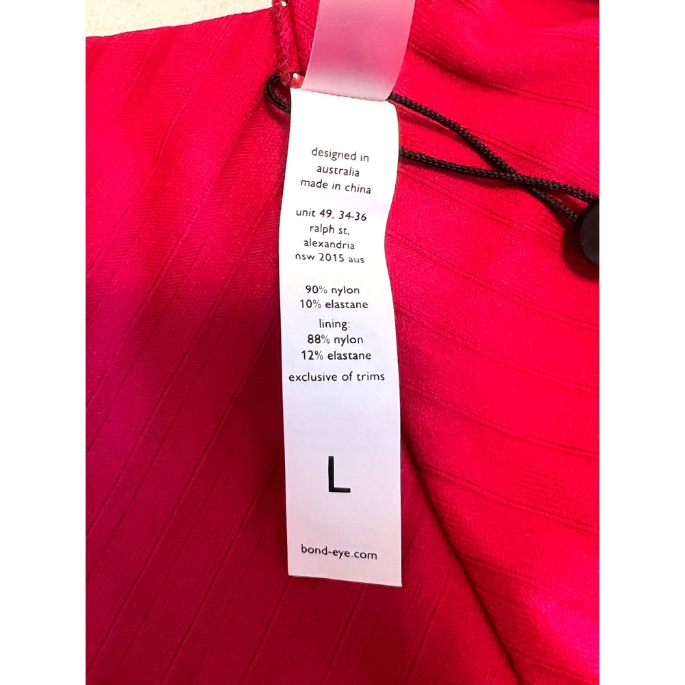 BOND-EYE Australia One Piece Swimsuit L Square Neckline Raspberry Ribbed NWT - Picture 5 of 6